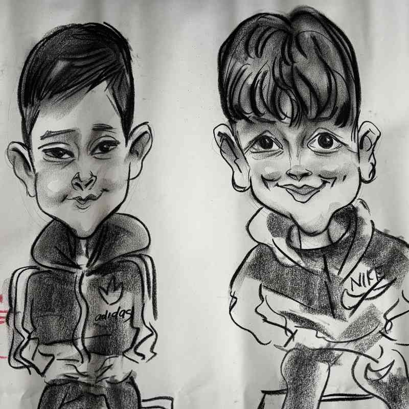 Animated drawing of my boys in black and white