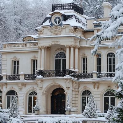 Beautiful large estate in the snow