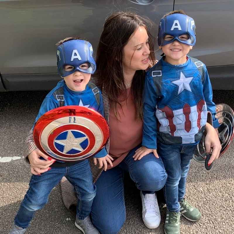 Me with my two boys in costumes